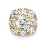 14k 1 carat Lab Grown Diamond VS/SI+ G+ Complete Cushion Halo Chain Slide Pendant