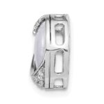 14k White Gold 1/10 carat Diamond and Moonstone Star and Moon Chain Slide - Image 2