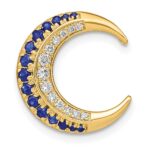 14k Polished Sapphire and Diamond Moon Chain Slide