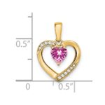 14k Pink Sapphire and Diamond Heart Pendant - Image 3