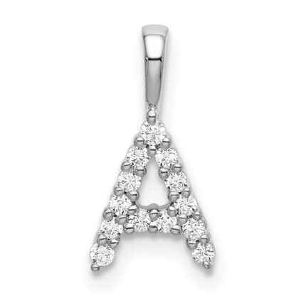 14k White Gold 1/8 carat Lab Grown Diamond VS/SI+ G+ Complete Letter A Initial Pendant