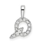 14k White Gold 1/6 carat Lab Grown Diamond VS/SI+ G+ Complete Letter Q Initial Pendant - Image 3