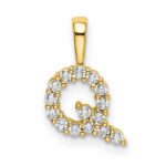 14k 1/6 carat Lab Grown Diamond VS/SI+ G+ Complete Letter Q Initial Pendant
