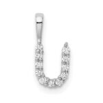 14k White Gold 1/8 carat Lab Grown Diamond VS/SI+ G+ Complete Letter U Initial Pendant