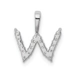 14k White Gold 1/6 carat Lab Grown Diamond VS/SI+ G+ Complete Letter W Initial Pendant - Image 3