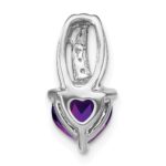 14k White Gold Heart Amethyst and Diamond Chain Slide - Image 4
