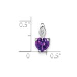 14k White Gold 6mm Heart Amethyst and Diamond Chain Slide - Image 3
