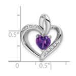 14k White Gold Amethyst and Diamond Heart Pendant - Image 3