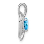 14k White Gold Blue Topaz and Diamond Heart Pendant - Image 2