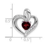 10k White Gold Garnet and Diamond Heart Pendant - Image 2