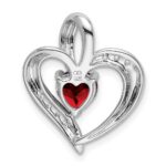 14k White Gold Garnet and Diamond Heart Pendant - Image 4