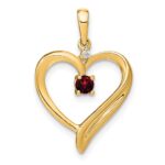 14k Garnet and Diamond Heart Pendant