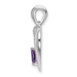 14k White Gold Amethyst and Diamond Heart Pendant - Image 2