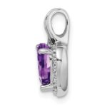 14k White Gold Amethyst and Diamond Heart Pendant - Image 2