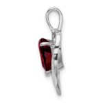 14k White Gold Garnet and Diamond Heart Pendant - Image 2