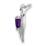 14k White Gold Amethyst and Diamond Heart Chain Slide - Image 2