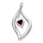14k White Gold Heart 5mm Garnet and Diamond Leaf Chain Slide - Image 4
