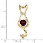 10k Garnet and Diamond Cat Pendant - Image 3