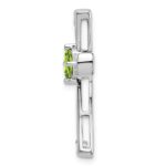 14k White Gold 4mm Square Peridot and Diamond Cross Chain Slide - Image 2