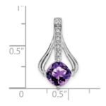 14k White Gold 7mm Cushion Amethyst and Diamond Pendant Fits up to 4mm Fancy Omega Only - Image 3