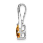 14k White Gold 7mm Cushion Citrine and Diamond Pendant Fits up to 4mm Fancy Omega Only - Image 2