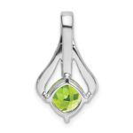 14k White Gold 7mm Cushion Peridot and Diamond Pendant Fits up to 4mm Fancy Omega Only - Image 4