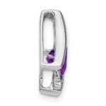 14k White Gold 6mm Cushion Amethyst and Diamond Chain Slide - Image 2