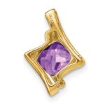 14k 6mm Cushion Amethyst and Diamond Chain Slide - Image 4