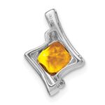 14k White Gold 6mm Cushion Citrine and Diamond Chain Slide - Image 4