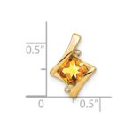 14k 6mm Cushion Citrine and Diamond Chain Slide - Image 3