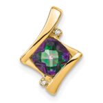 14k 6mm Cushion Mystic Fire Topaz and Diamond Pendant