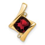 14k 6mm Cushion Garnet and Diamond Chain Slide