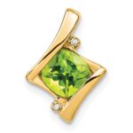 14k 6mm Cushion Peridot and Diamond Chain Slide