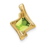 14k 6mm Cushion Peridot and Diamond Chain Slide - Image 4