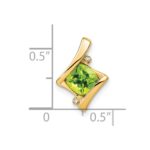 14k 6mm Cushion Peridot and Diamond Chain Slide - Image 3
