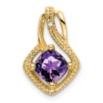 14k 6mm Cushion Amethyst and Diamond Chain Slide
