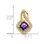 14k 6mm Cushion Amethyst and Diamond Chain Slide - Image 3