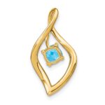 14k 5mm Cushion Blue Topaz and Diamond Leaf Chain Slide - Image 4