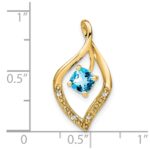 14k 5mm Cushion Blue Topaz and Diamond Leaf Chain Slide - Image 3