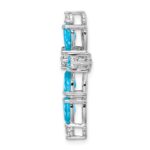 10K White Gold Blue Topaz and Diamond Cross Chain Slide - Image 2