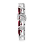 14k White Gold 6x4mm Pear Garnet and Diamond Cross Chain Slide - Image 2