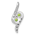 14k White Gold 2-Stone Round Peridot and Diamond Chain Slide - Image 4
