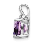 14k White Gold 8mm Cushion Amethyst and Diamond Chain Slide - Image 2
