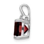 14k White Gold 8mm Cushion Garnet and Diamond Chain Slide - Image 2