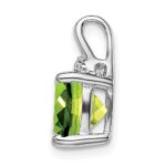 14k White Gold 8mm Cushion Peridot and Diamond Chain Slide - Image 2