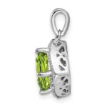 14k White Gold 7mm Cushion Peridot and Diamond Halo Pendant - Image 2