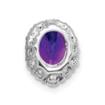 14k White Gold 8x6mm Oval Amethyst and Diamond Halo Chain Slide - Image 3