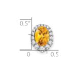 14k White Gold 8x6mm Oval Citrine and Diamond Halo Chain Slide - Image 2