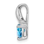 14k White Gold 6mm Trillion Blue Topaz and Diamond Chain Slide - Image 2