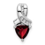 14k White Gold 6mm Trillion Garnet and Diamond Chain Slide